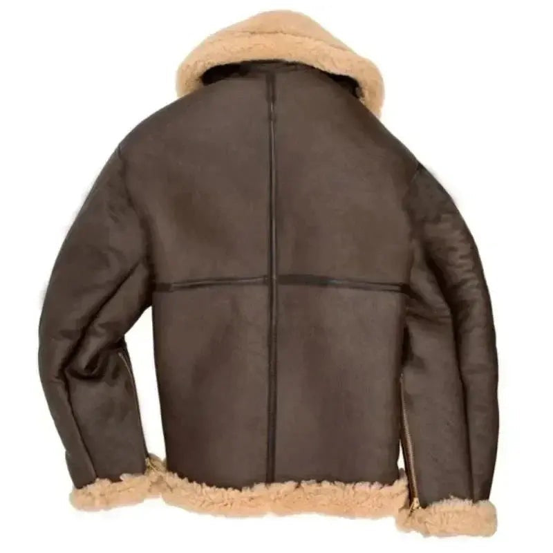 Veste aviateur en simili cuir doublée sherpa pour homme