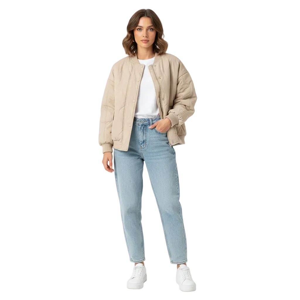 Veste bomber doublée pour femme à coupe décontractée, légère et intemporelle