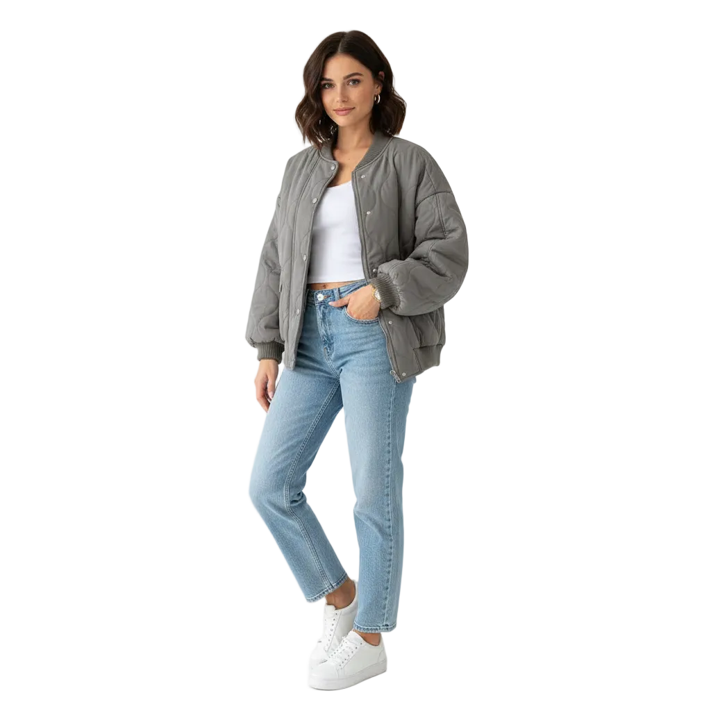 Veste bomber doublée pour femme à coupe décontractée, légère et intemporelle
