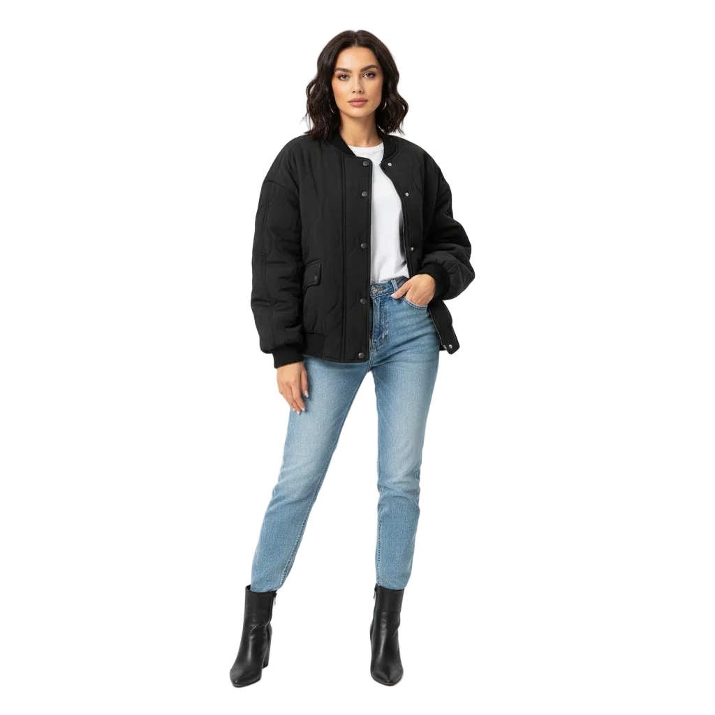 Veste bomber doublée pour femme à coupe décontractée, légère et intemporelle