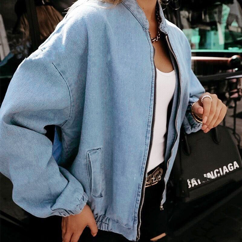 Veste bomber légère pour femme à fermeture zippée, coupe chic décontractée