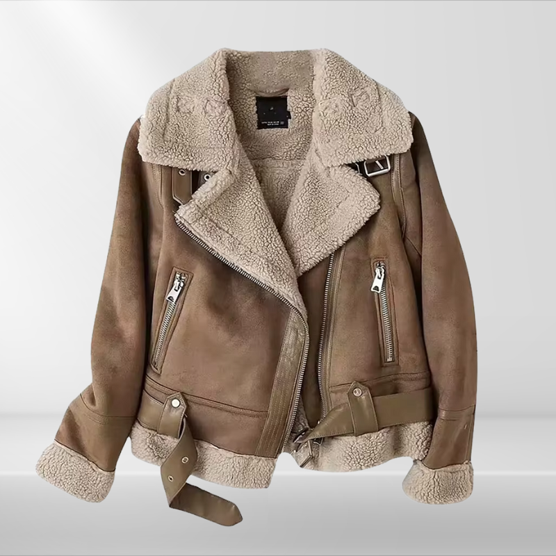 Veste bombers femme en sherpa polaire avec fermeture éclair