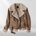 Veste bombers femme en sherpa polaire avec fermeture éclair