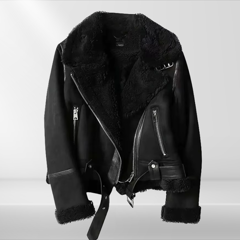 Veste bombers femme en sherpa polaire avec fermeture éclair