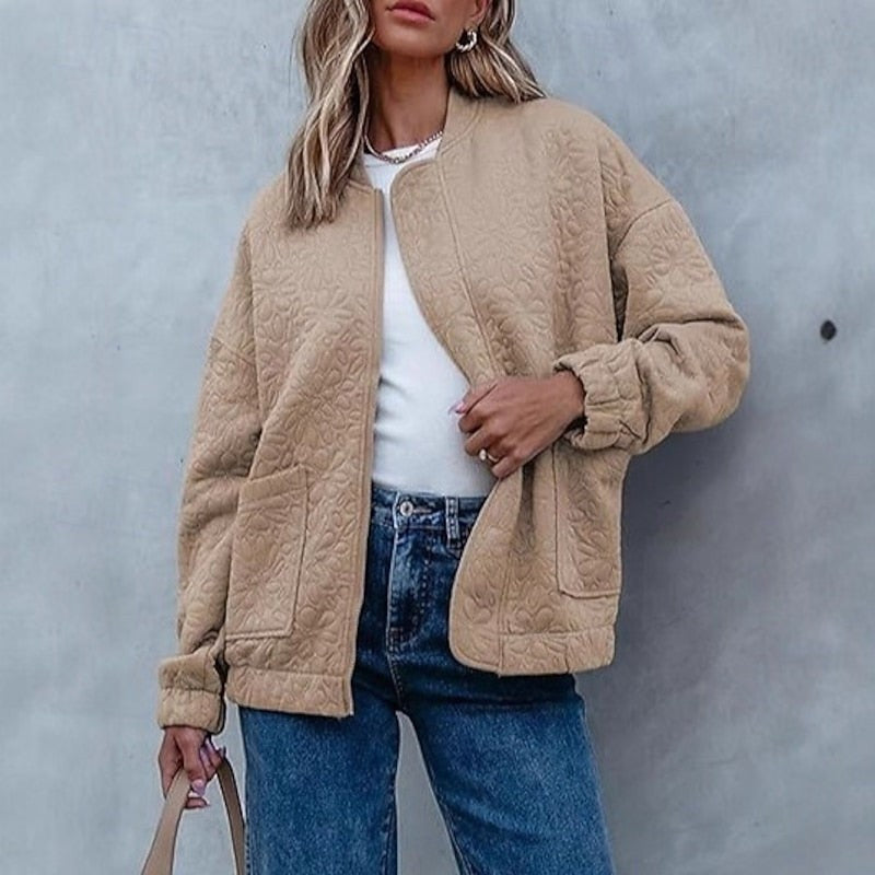 Veste bombers texturée à motifs floraux pour femme