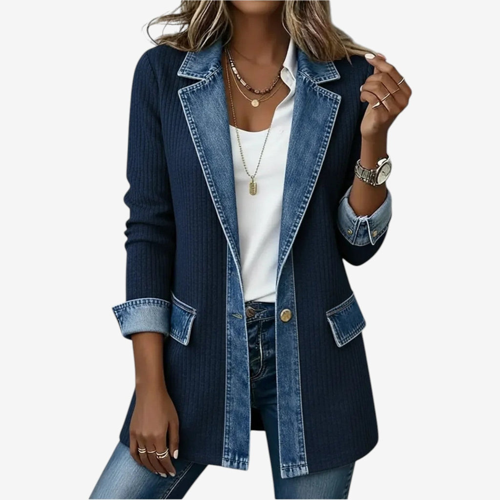 Veste boutonnée élégante à col superposé pour femme, Veste d'automne