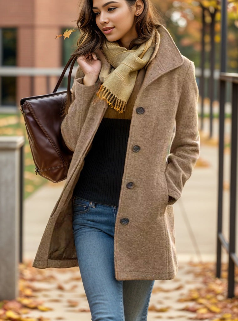 Veste courte en imitation daim pour femme à col chemise, patte de boutonnage et poches latérales