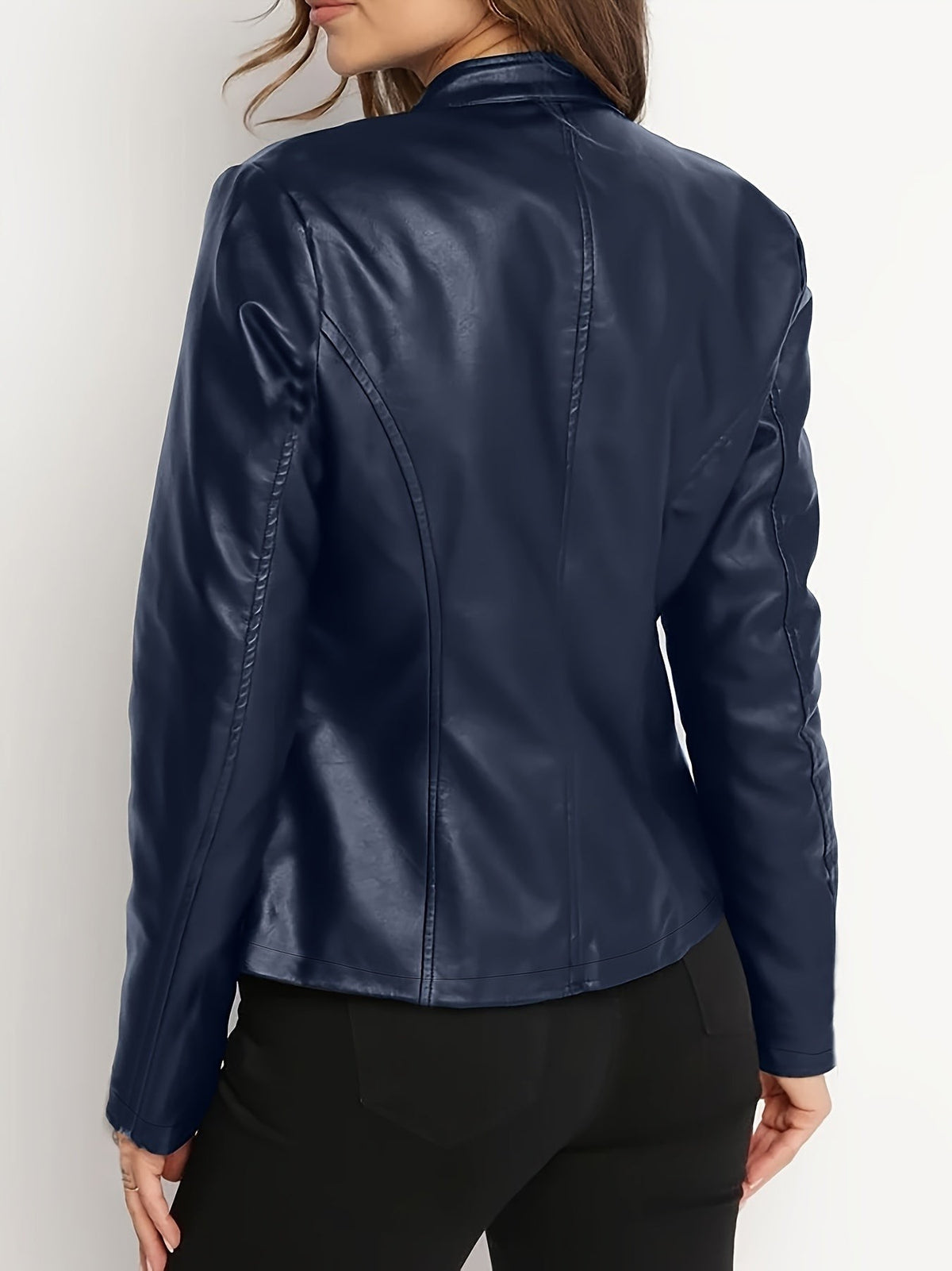 Veste d'automne zippée sur le devant style motard pour femme