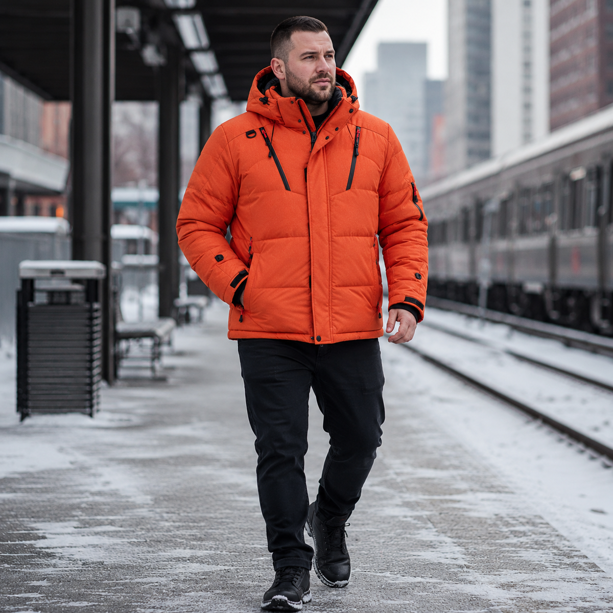 Veste d'hiver rembourrée pour homme et femme à capuche amovible, coupe-vent et doublure épaisse