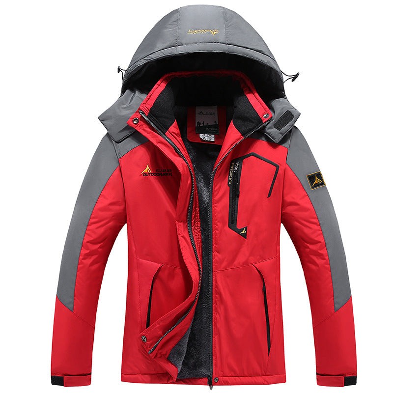 Veste de ski d'extérieur imperméable et doublée pour homme à capuche amovible, doublure thermique