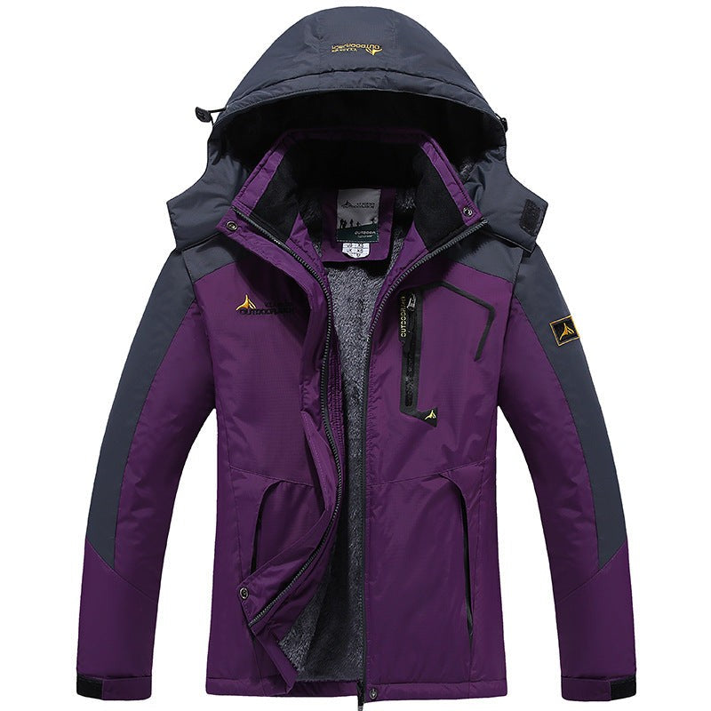 Veste de ski d'extérieur imperméable et doublée pour homme à capuche amovible, doublure thermique