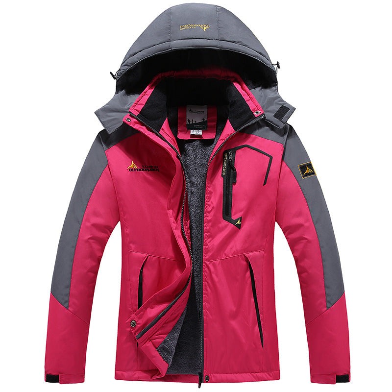 Veste de ski d'extérieur imperméable et doublée pour homme à capuche amovible, doublure thermique