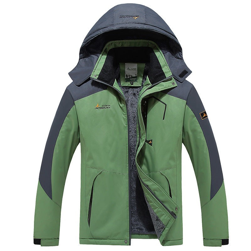 Veste de ski d'extérieur imperméable et doublée pour homme à capuche amovible, doublure thermique