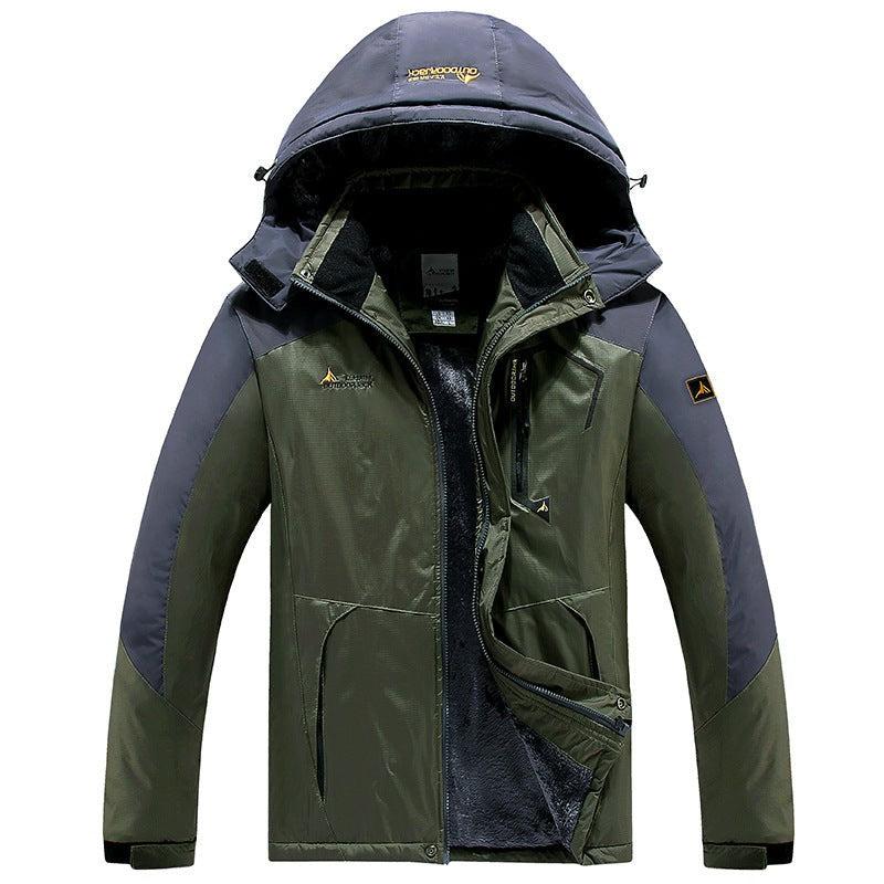 Veste de ski d'extérieur imperméable et doublée pour homme à capuche amovible, doublure thermique