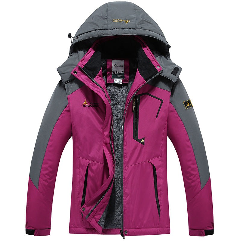 Veste de ski d'extérieur imperméable et doublée pour homme à capuche amovible, doublure thermique