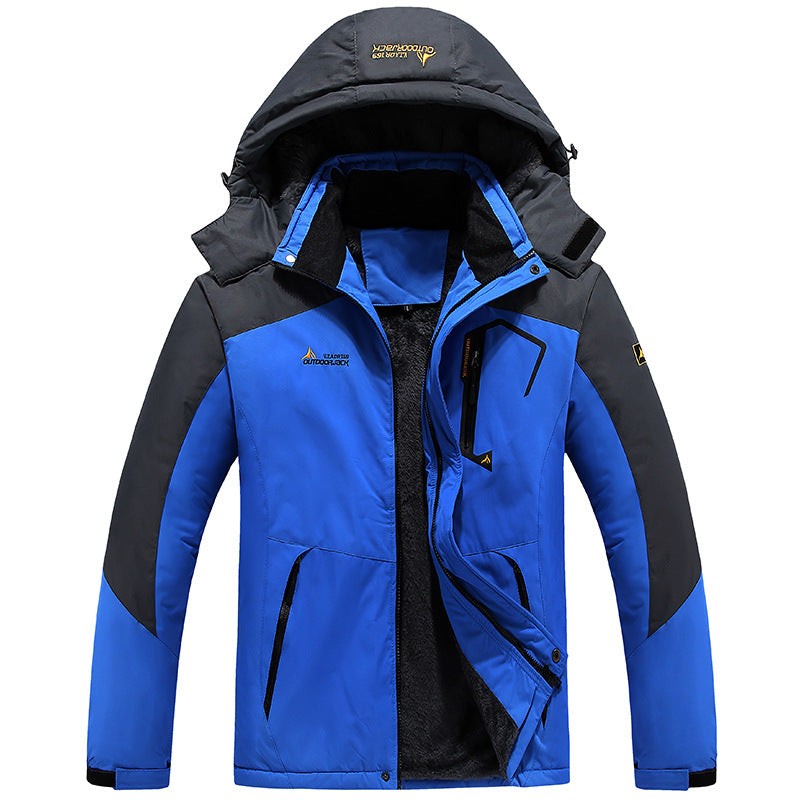 Veste de ski d'extérieur imperméable et doublée pour homme à capuche amovible, doublure thermique