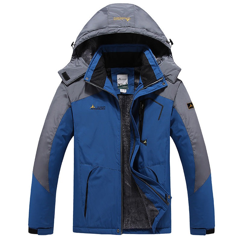 Veste de ski d'extérieur imperméable et doublée pour homme à capuche amovible, doublure thermique