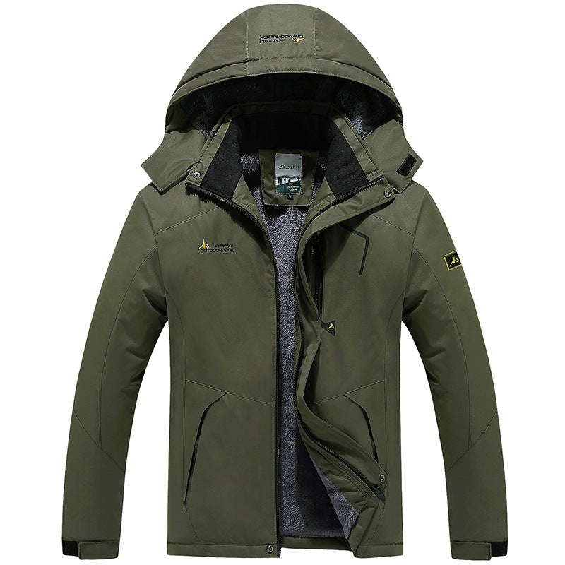 Veste de ski d'extérieur imperméable et doublée pour homme à capuche amovible, doublure thermique