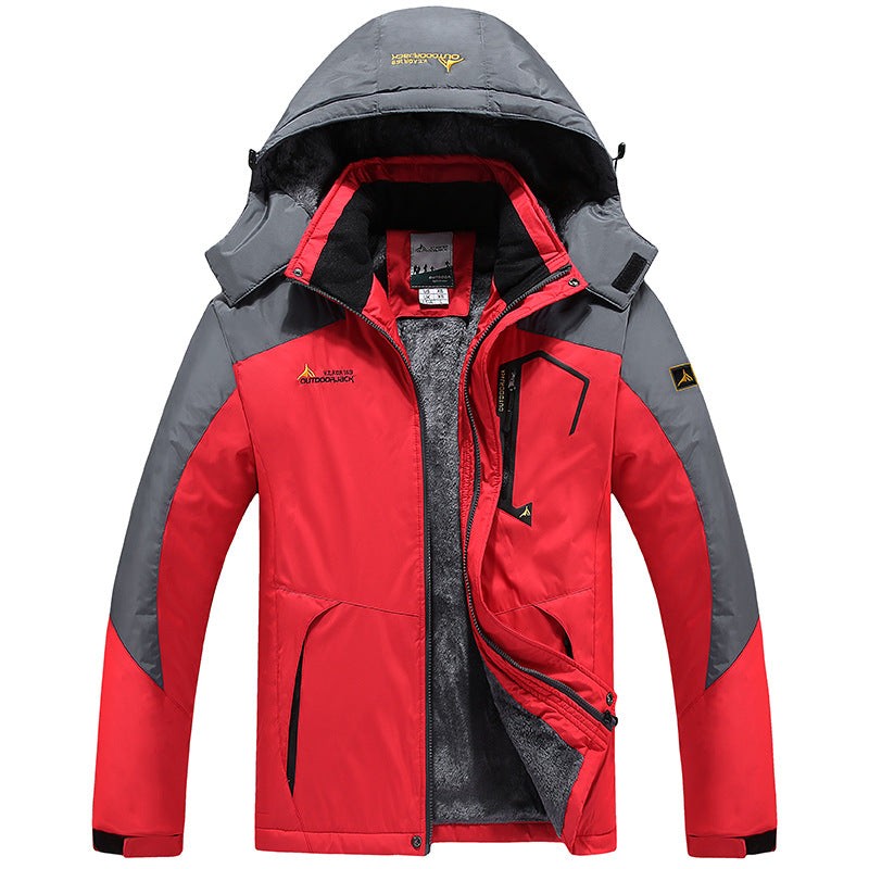 Veste de ski d'extérieur imperméable et doublée pour homme à capuche amovible, doublure thermique