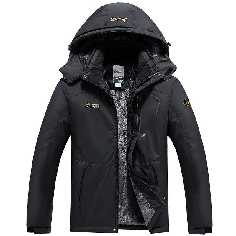 Veste de ski d'extérieur imperméable et doublée pour homme à capuche amovible, doublure thermique