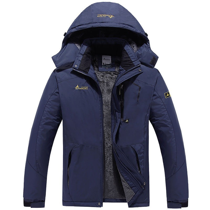 Veste de ski d'extérieur imperméable et doublée pour homme à capuche amovible, doublure thermique