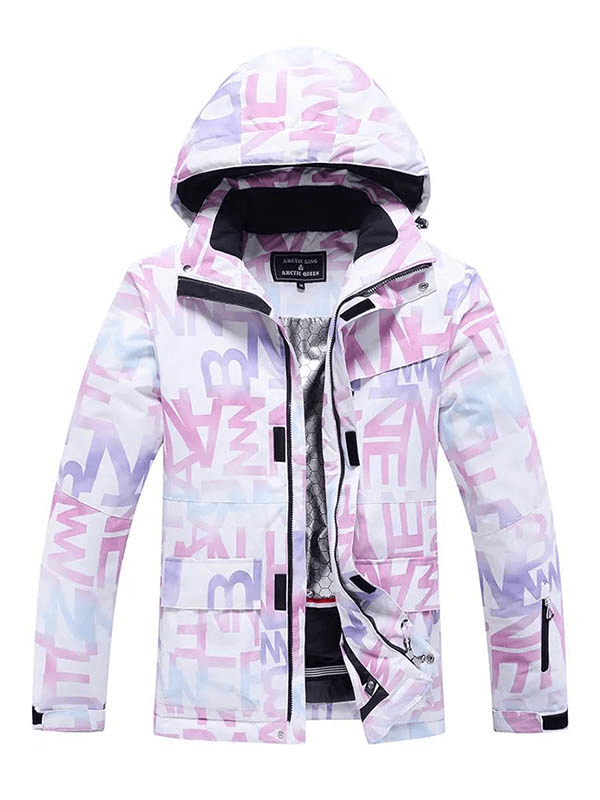 Veste de ski femme élégante à lettres imprimées avec poches