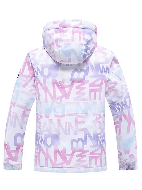 Veste de ski femme élégante à lettres imprimées avec poches