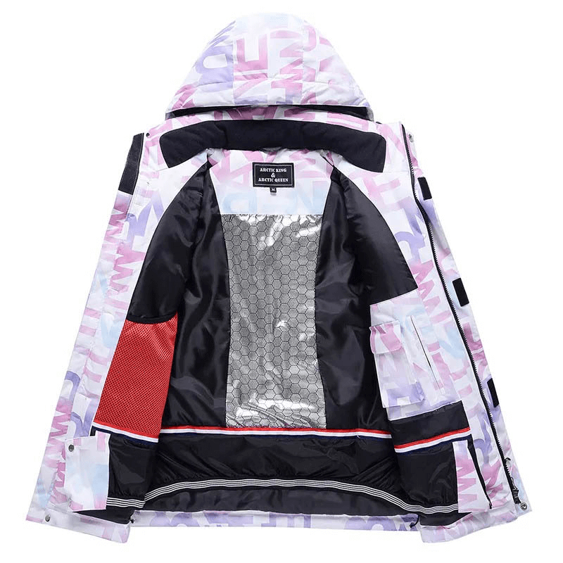 Veste de ski femme élégante à lettres imprimées avec poches