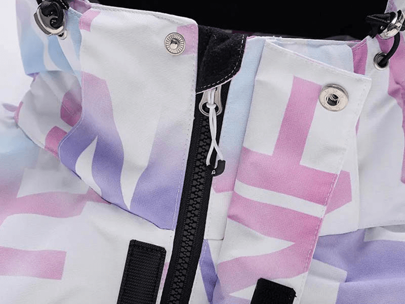 Veste de ski femme élégante à lettres imprimées avec poches