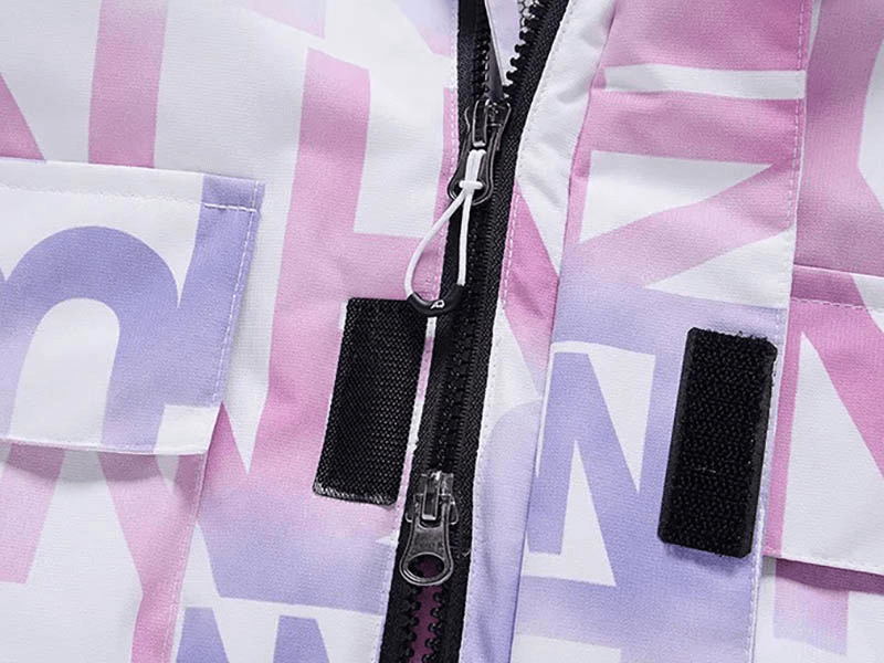 Veste de ski femme élégante à lettres imprimées avec poches