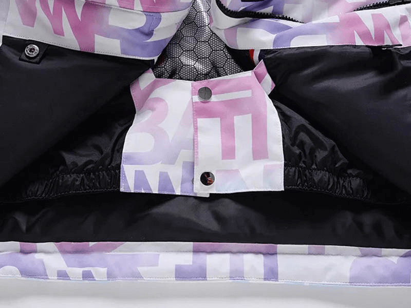 Veste de ski femme élégante à lettres imprimées avec poches