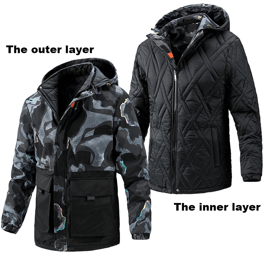 Veste de ski réversible à capuche avec poches plaquées pour homme