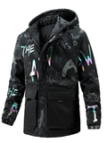 Veste de ski réversible à capuche avec poches plaquées pour homme