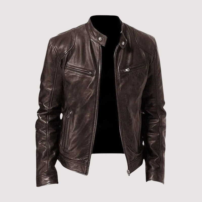 Veste en simili cuir classique pour homme