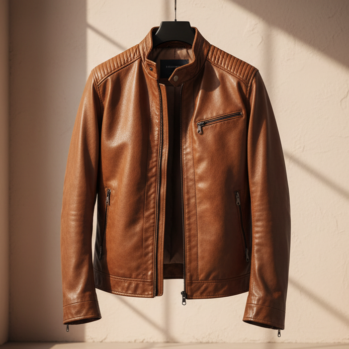 Veste en simili cuir souple pour homme