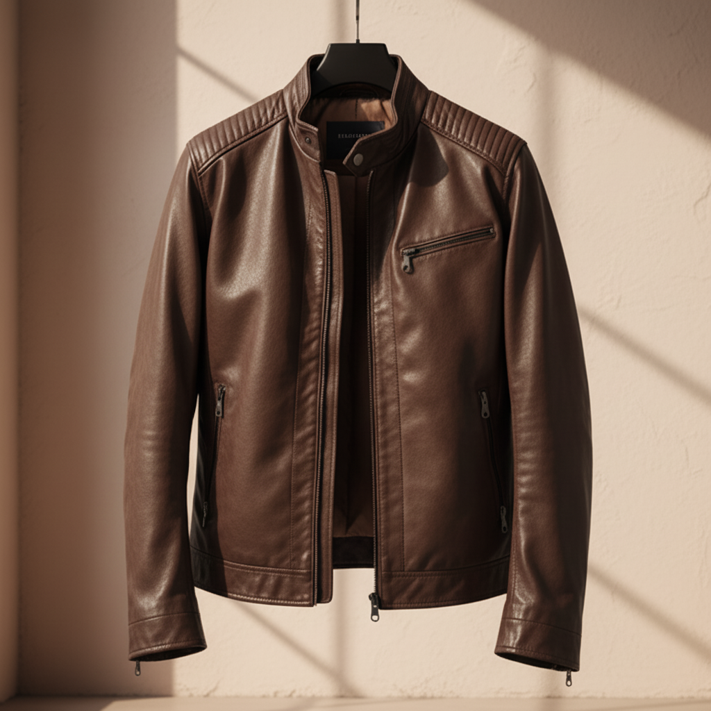 Veste en simili cuir souple pour homme
