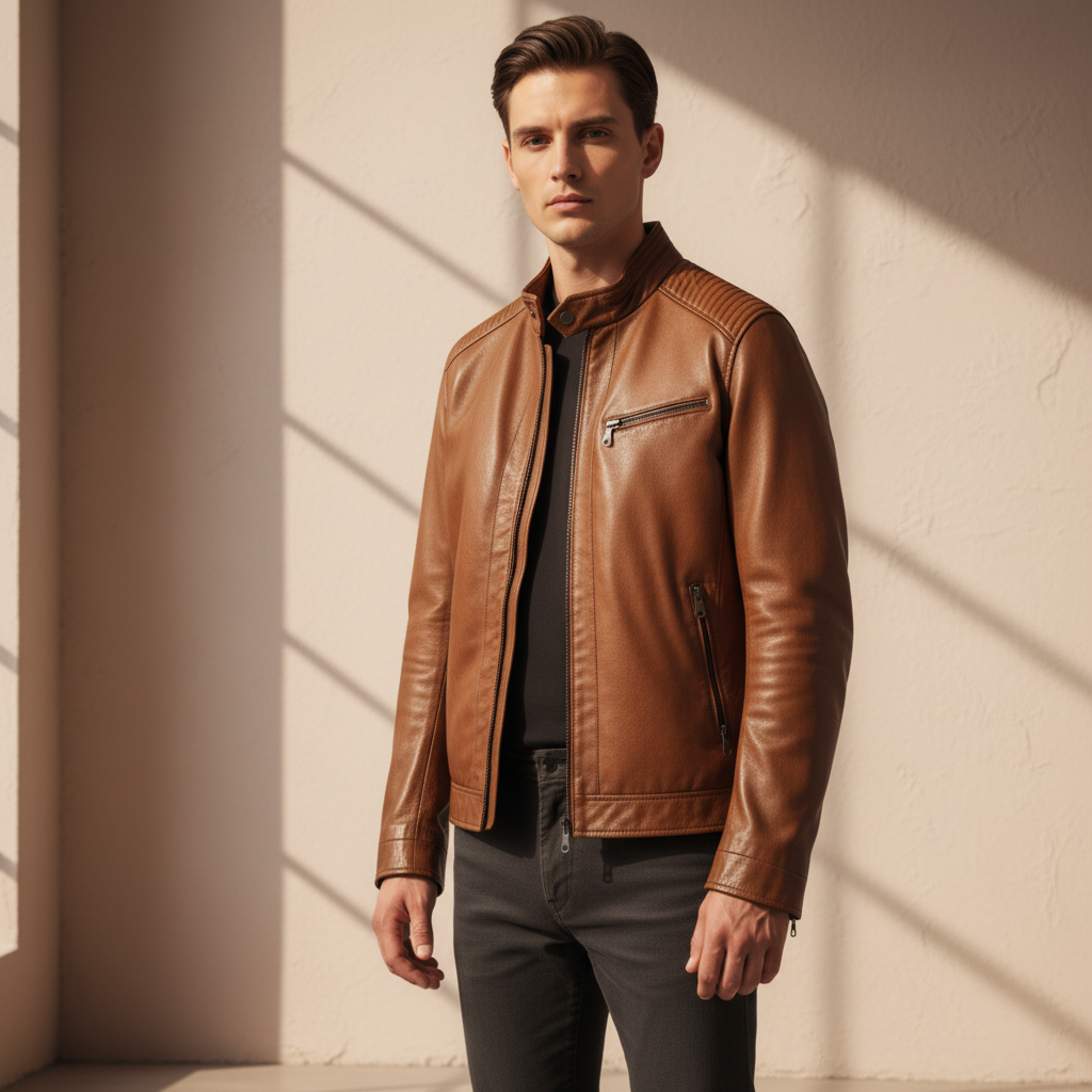 Veste en simili cuir souple pour homme