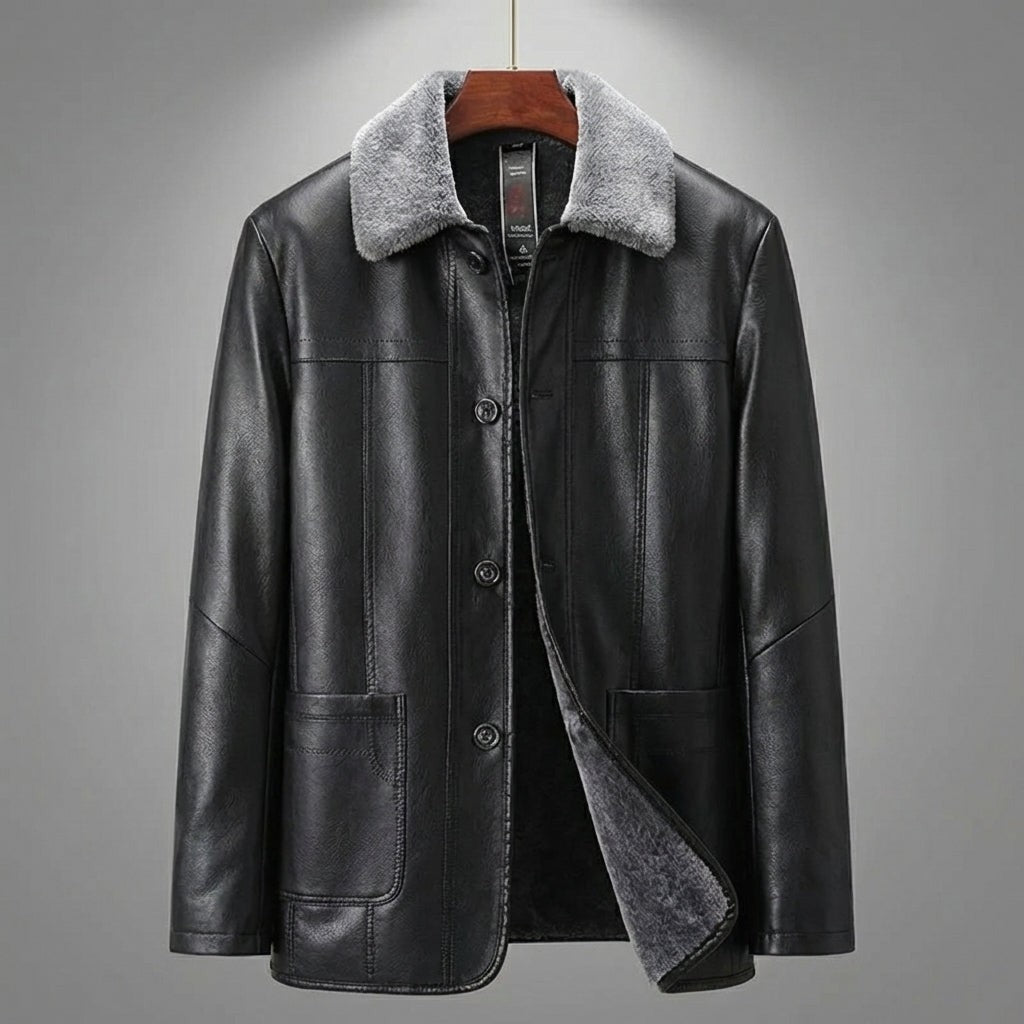 Veste en simili cuir pour homme avec doublure intérieure