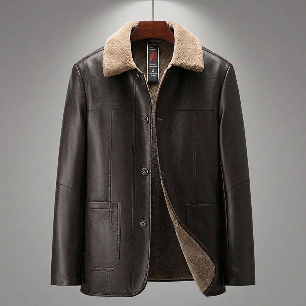 Veste en simili cuir pour homme avec doublure intérieure