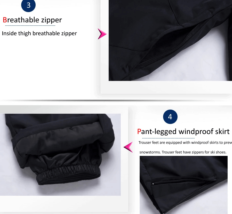 Veste et pantalon de ski coupe-vent et respirants pour homme