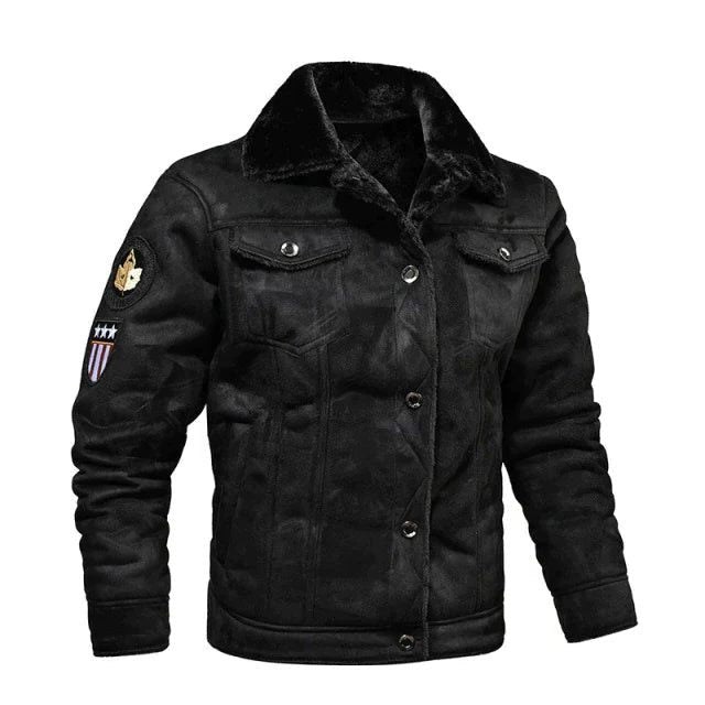 Veste homme en simili cuir à col en fausse fourrure