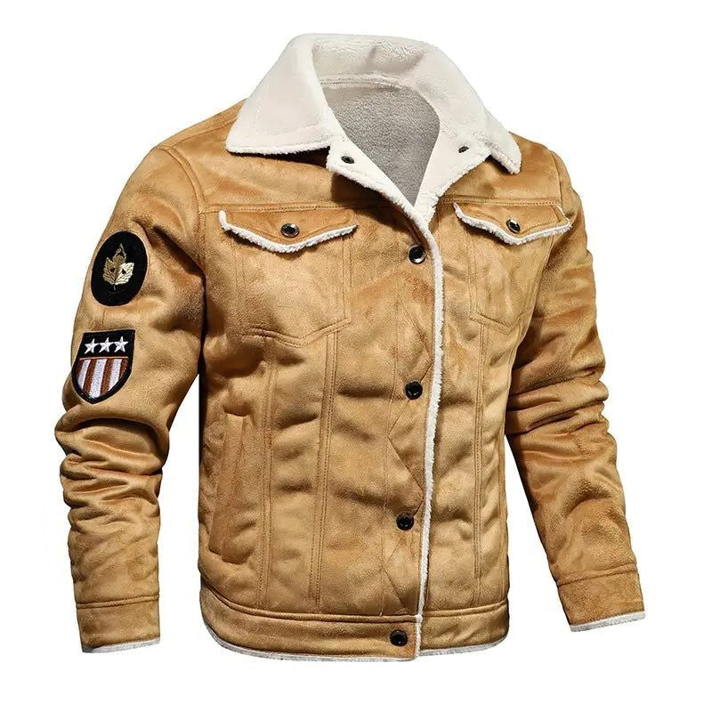 Veste homme en simili cuir à col en fausse fourrure