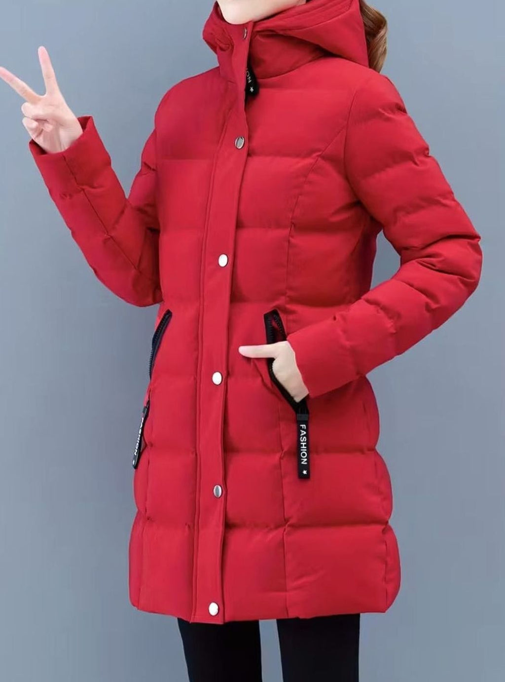 Veste longue matelassée à capuche zippée pour femme, Manteau d'hiver mi-long