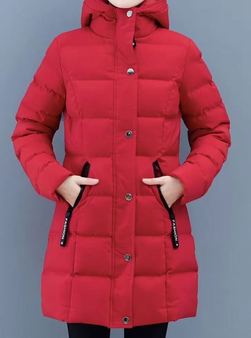 Veste longue matelassée à capuche zippée pour femme, Manteau d'hiver mi-long