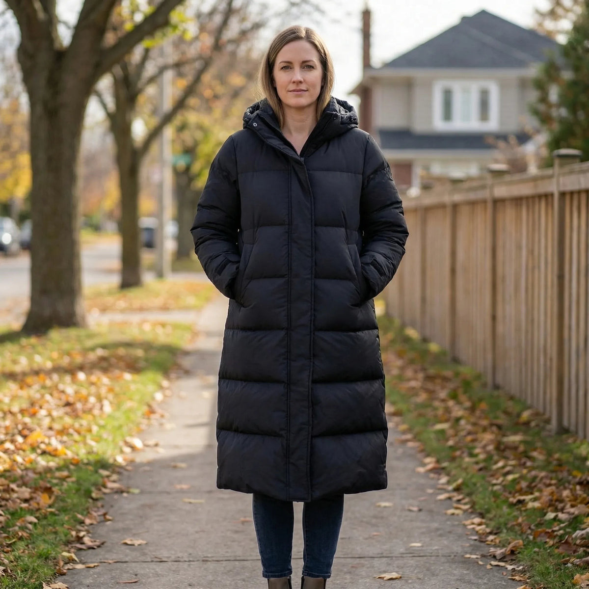 Veste longue matelassée et déperlante pour femme