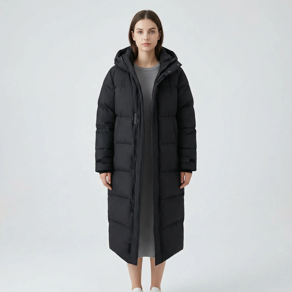 Veste longue matelassée et déperlante pour femme