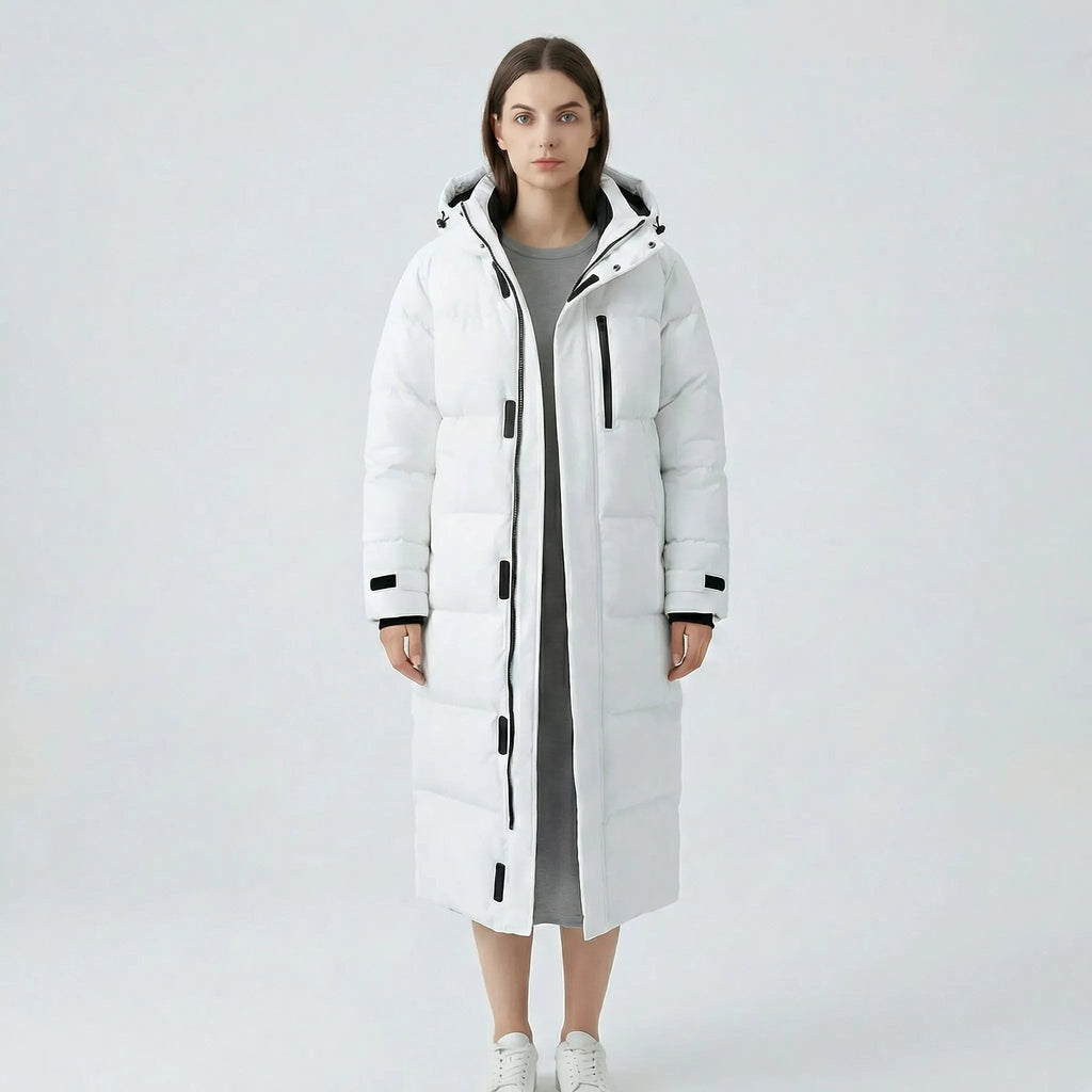 Veste longue matelassée et déperlante pour femme