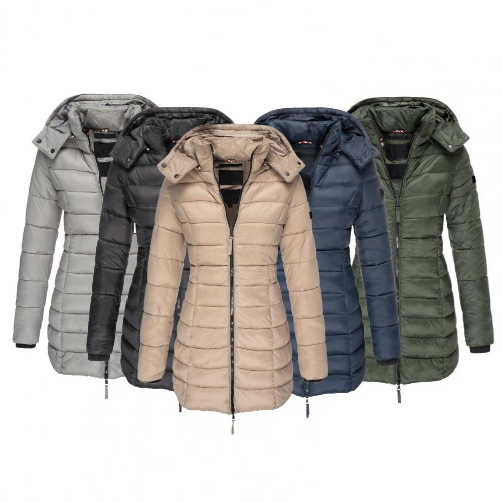 Veste longue matelassée oversize à capuche pour femme, Manteau d'hiver coupe-vent et déperlant