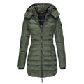 Veste longue matelassée oversize à capuche pour femme, Manteau d'hiver coupe-vent et déperlant