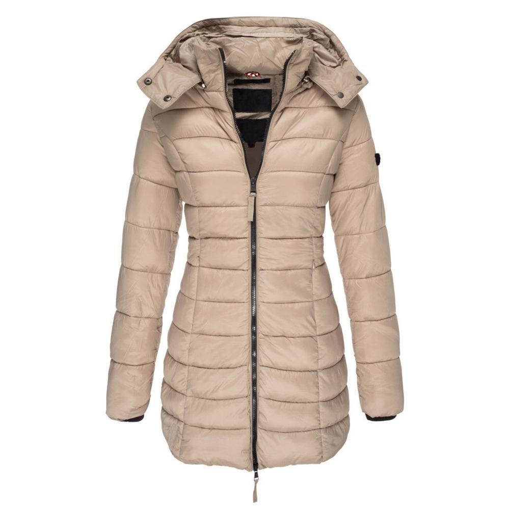 Veste longue matelassée oversize à capuche pour femme, Manteau d'hiver coupe-vent et déperlant